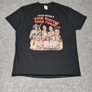 Zach Bryan Shirt Adult XL Black T-Shirt 2024 The Quittin Time Tour Country Music